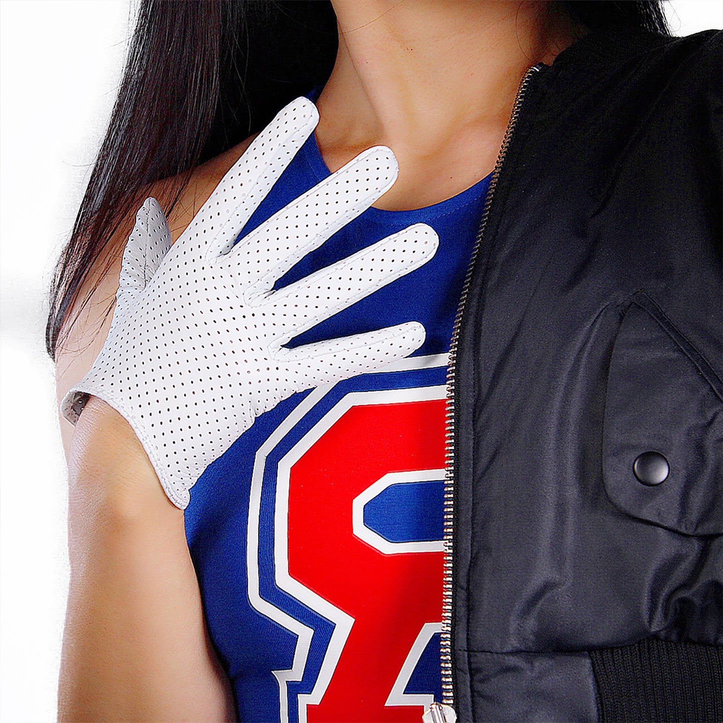 Women's White Genuine Leather 6.3 Inch Slim Fit Full Finger Daily Gloves