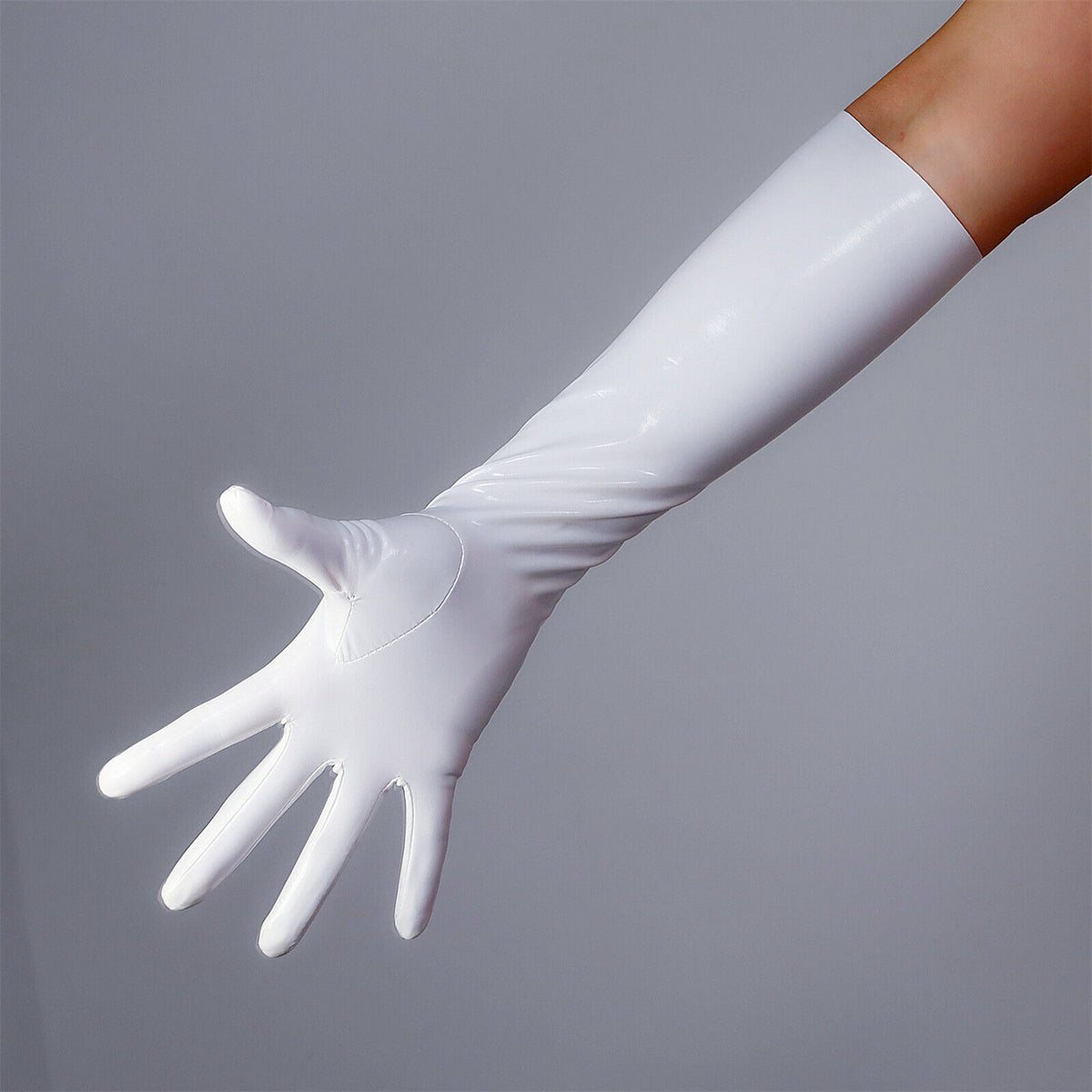 Women's Shiny Latex 15.7 Inch Slim Fit Full Finger Party Gloves