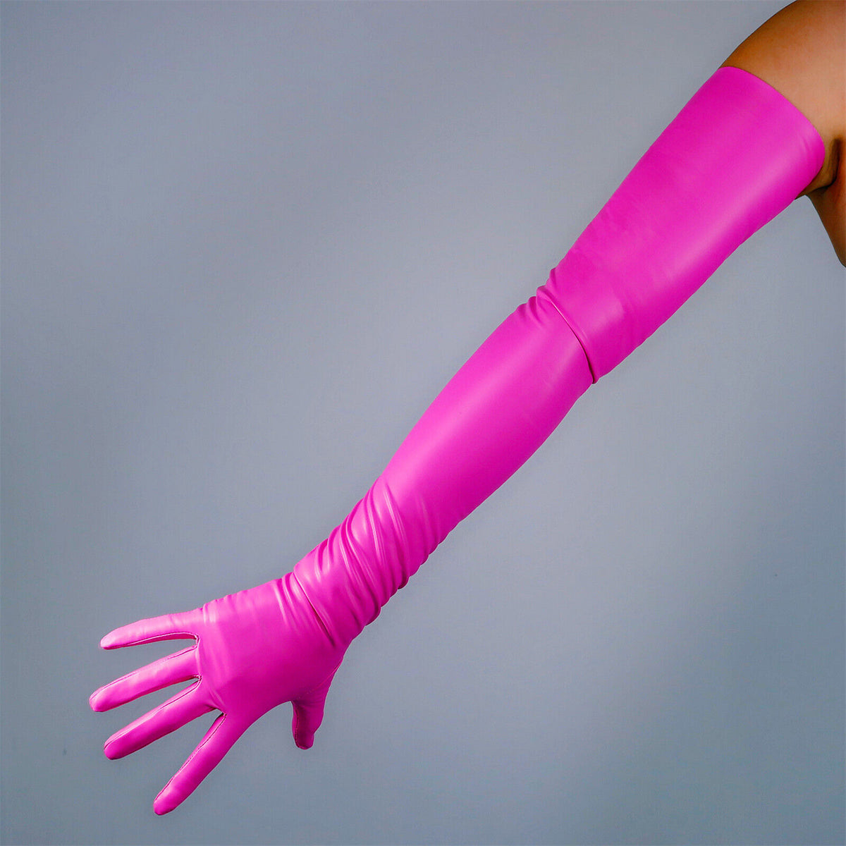 Women's Latex 27.6 Inch Slim Fit Full Finger Party Gloves