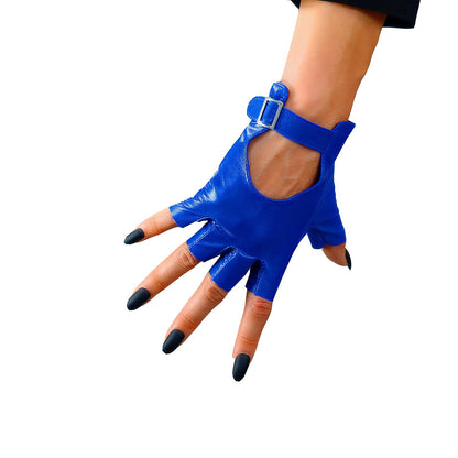 Women's Genuine Leather 5.5 Inch Slim Fit Half Finger Driving Gloves