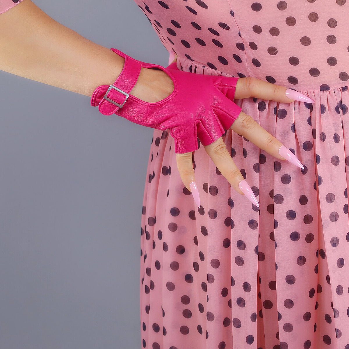 Women's Genuine Leather 5.5 Inch Slim Fit Half Finger Driving Gloves