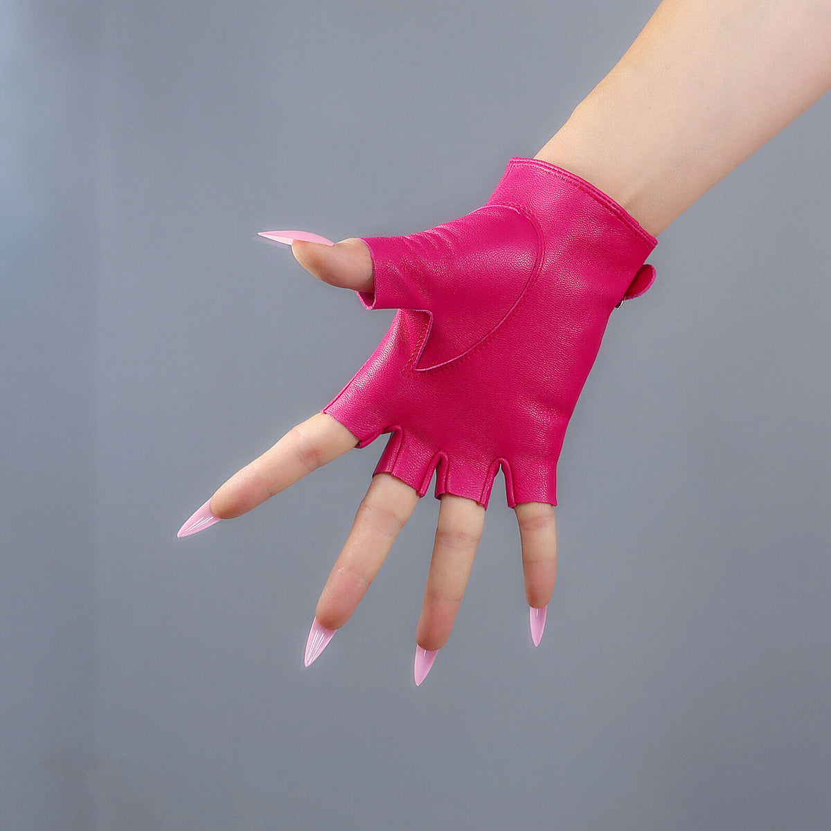 Women's Genuine Leather 5.5 Inch Slim Fit Half Finger Driving Gloves
