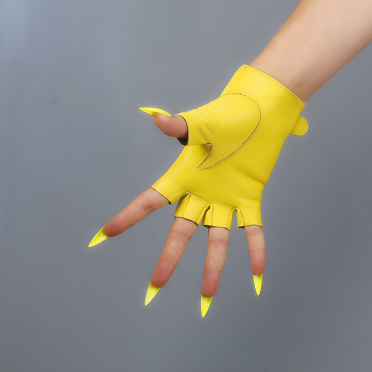 Women's Genuine Leather 5.5 Inch Slim Fit Half Finger Driving Gloves