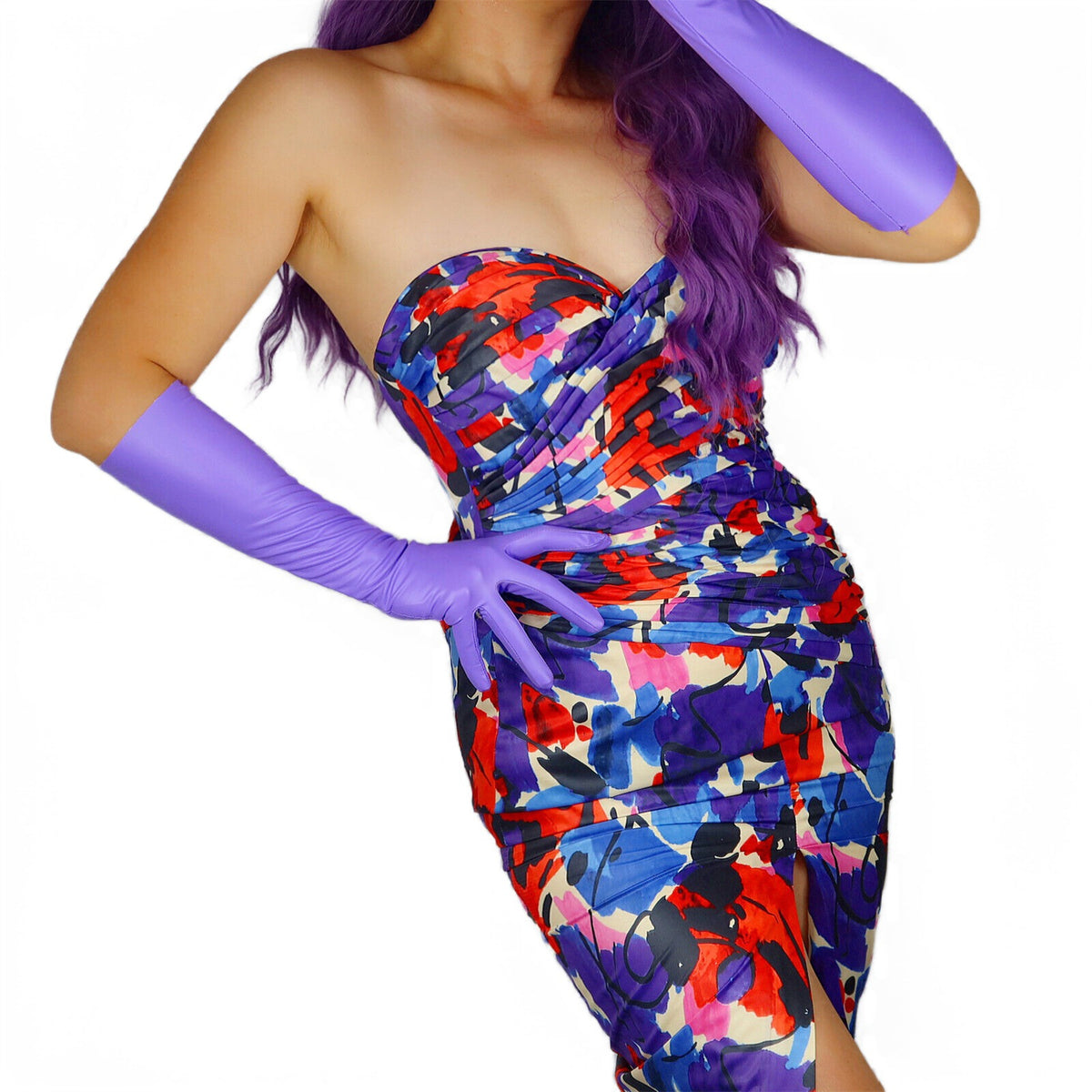 Women's Latex 15.7 Inch Slim Fit Full Finger Party Gloves