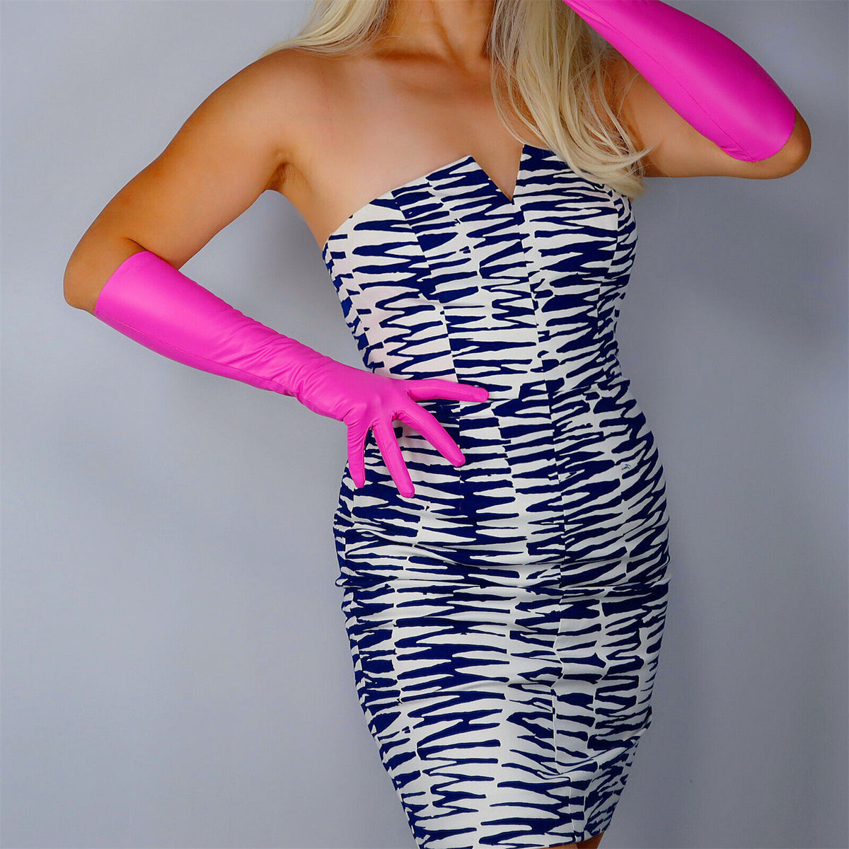 Women's Latex 15.7 Inch Slim Fit Full Finger Party Gloves