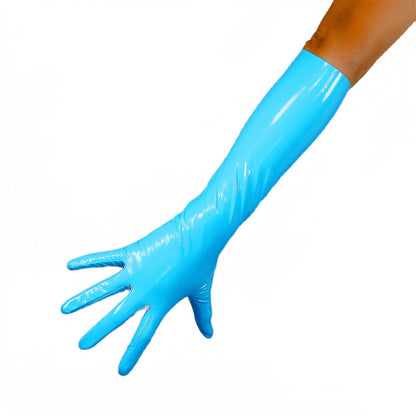 Women's Shiny Latex 15.7 Inch Slim Fit Full Finger Party Gloves