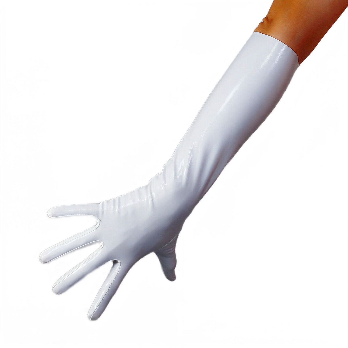Women's Shiny Latex 15.7 Inch Slim Fit Full Finger Party Gloves