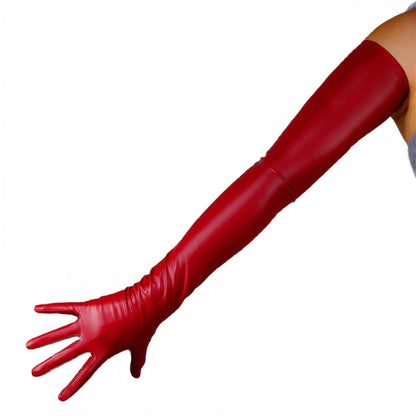 Women's Latex 27.6 Inch Slim Fit Full Finger Party Gloves