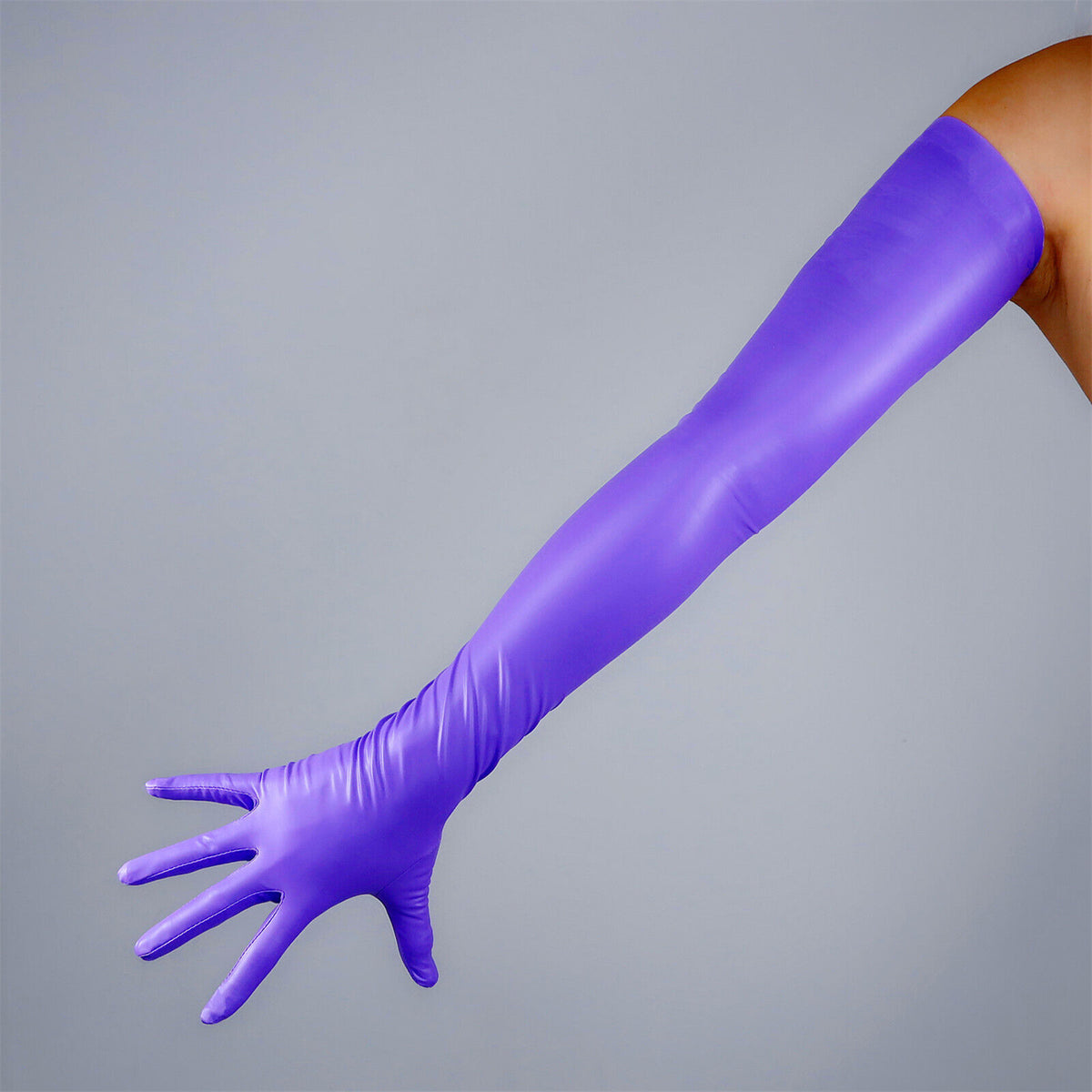 Women's Latex 27.6 Inch Slim Fit Full Finger Party Gloves