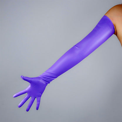 Women's Latex 27.6 Inch Slim Fit Full Finger Party Gloves