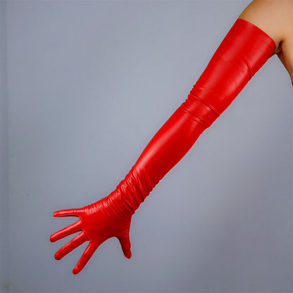 Women's Latex 27.6 Inch Slim Fit Full Finger Party Gloves