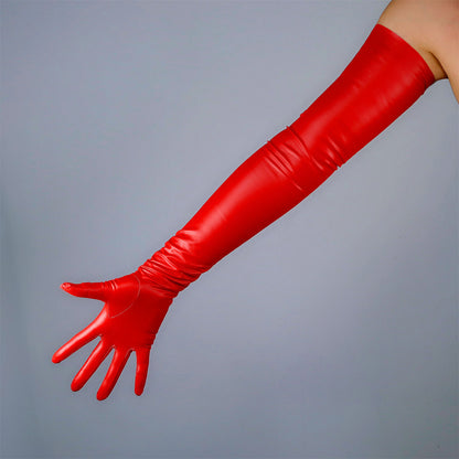 Women's Latex 27.6 Inch Slim Fit Full Finger Party Gloves