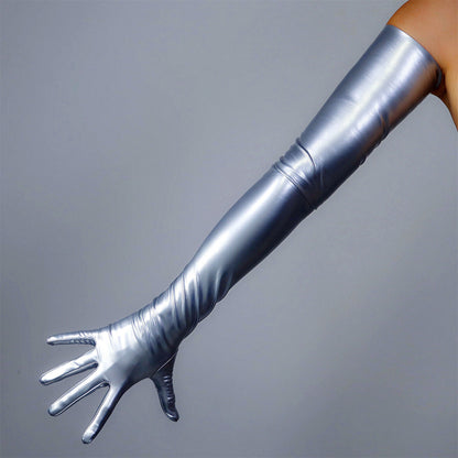Women's Latex 27.6 Inch Slim Fit Full Finger Party Gloves
