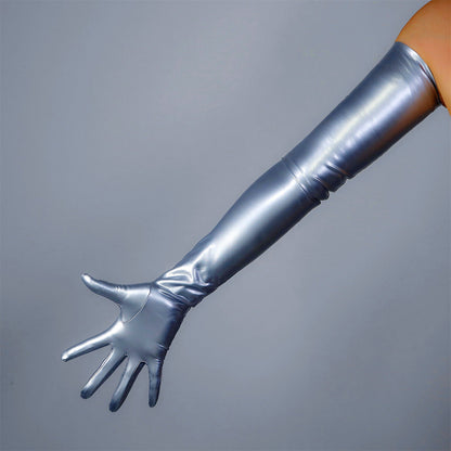 Women's Latex 27.6 Inch Slim Fit Full Finger Party Gloves
