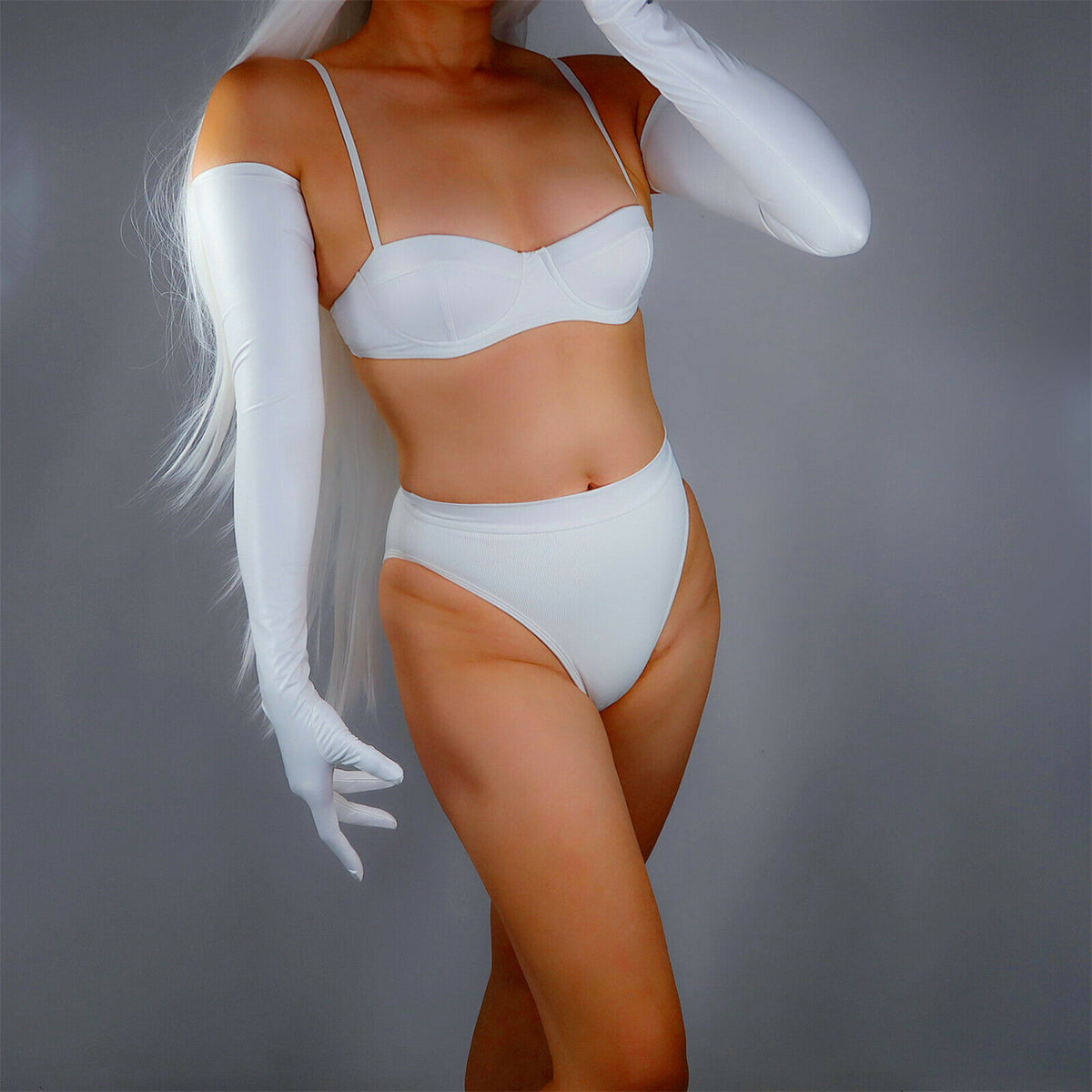 Women's Latex 27.6 Inch Slim Fit Full Finger Party Gloves