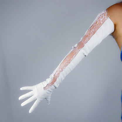 Women's Faux Leather 27.6 Inch Slim Fit Full Finger Party Gloves