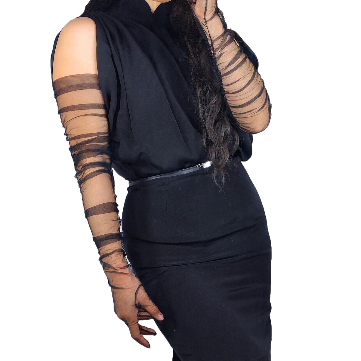 Women's Tulle 47 Inch Oversized Full Finger Wedding Gloves