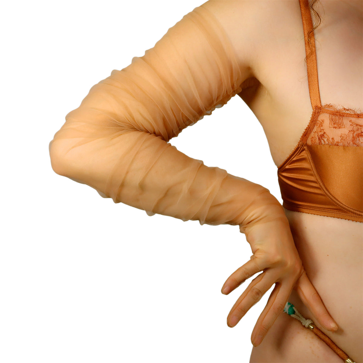 Women's Tulle 47 Inch Oversized Full Finger Wedding Gloves
