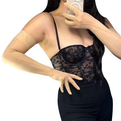 Women's Tulle 27.6 Inch Stretch Slim Fit Full Finger Party Gloves