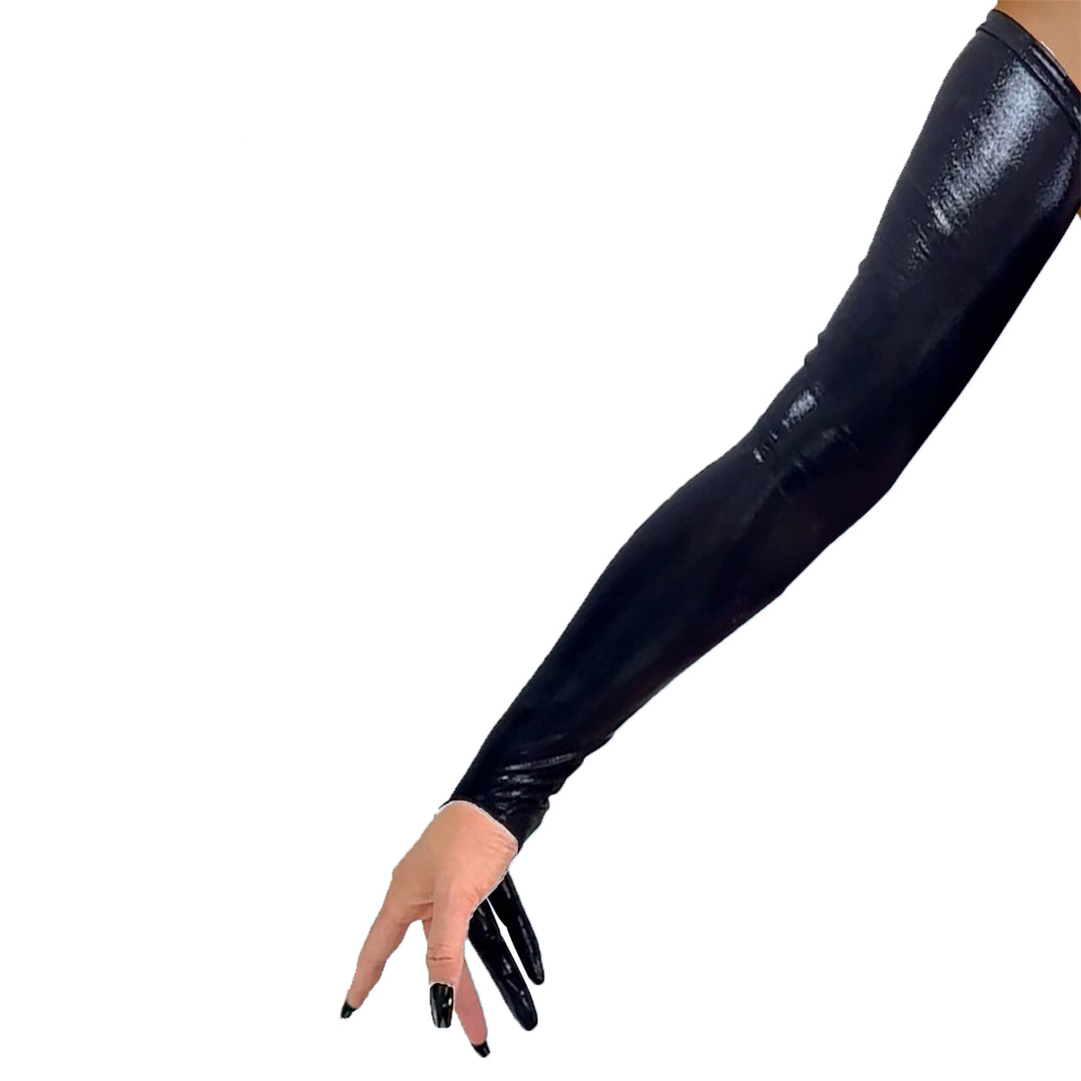 Women's Metallic Holo 27.6 Inch Slim Fit Fingerless Party Gloves
