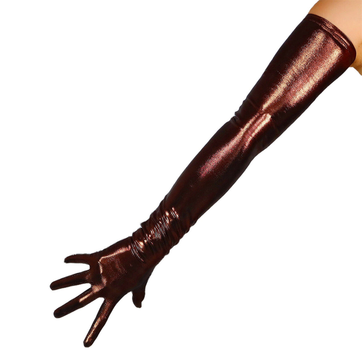 Women's Metallic Holo 27.6 Inch Slim Fit Full Finger Party Gloves