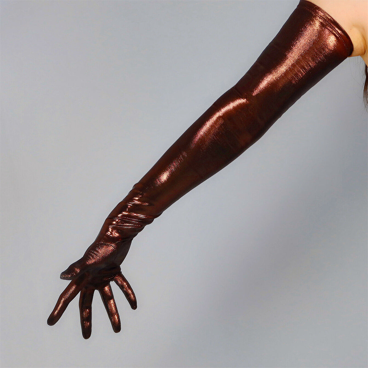 Women's Metallic Holo 27.6 Inch Slim Fit Full Finger Party Gloves