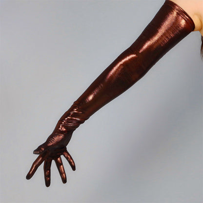 Women's Metallic Holo 27.6 Inch Slim Fit Full Finger Party Gloves