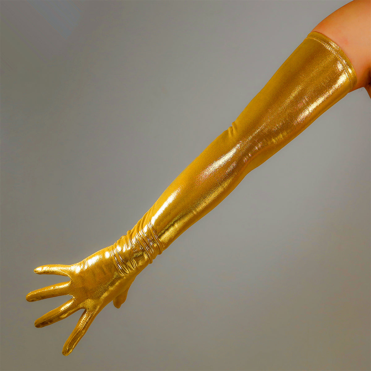 Women's Metallic Holo 27.6 Inch Slim Fit Full Finger Party Gloves