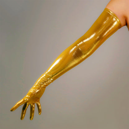 Women's Metallic Holo 27.6 Inch Slim Fit Full Finger Party Gloves