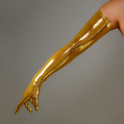 Women's Metallic Holo 27.6 Inch Slim Fit Full Finger Party Gloves