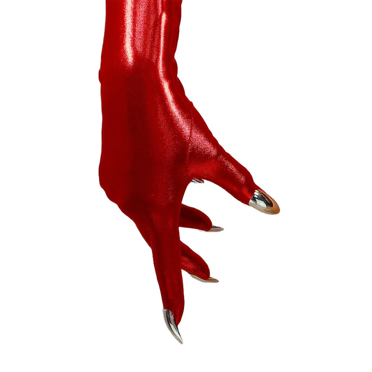 Women's Metallic Holo with Nails 27.6 Inch Slim Fit Full Finger Party Gloves
