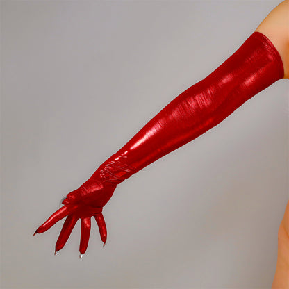 Women's Metallic Holo with Nails 27.6 Inch Slim Fit Full Finger Party Gloves