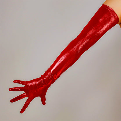 Women's Metallic Holo 27.6 Inch Slim Fit Full Finger Party Gloves