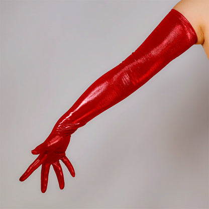 Women's Metallic Holo 27.6 Inch Slim Fit Full Finger Party Gloves