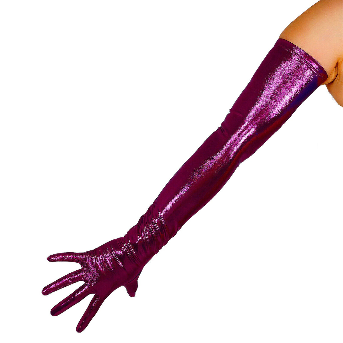 Women's Metallic Holo 27.6 Inch Slim Fit Full Finger Party Gloves