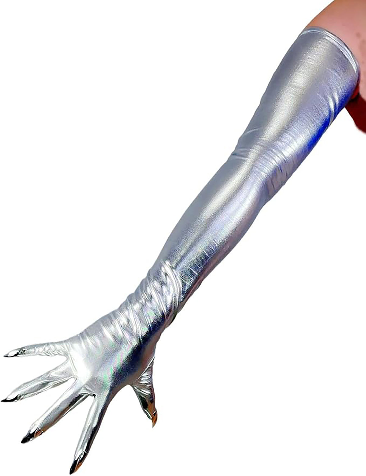 Women's Metallic Holo with Nails 27.6 Inch Slim Fit Full Finger Party Gloves