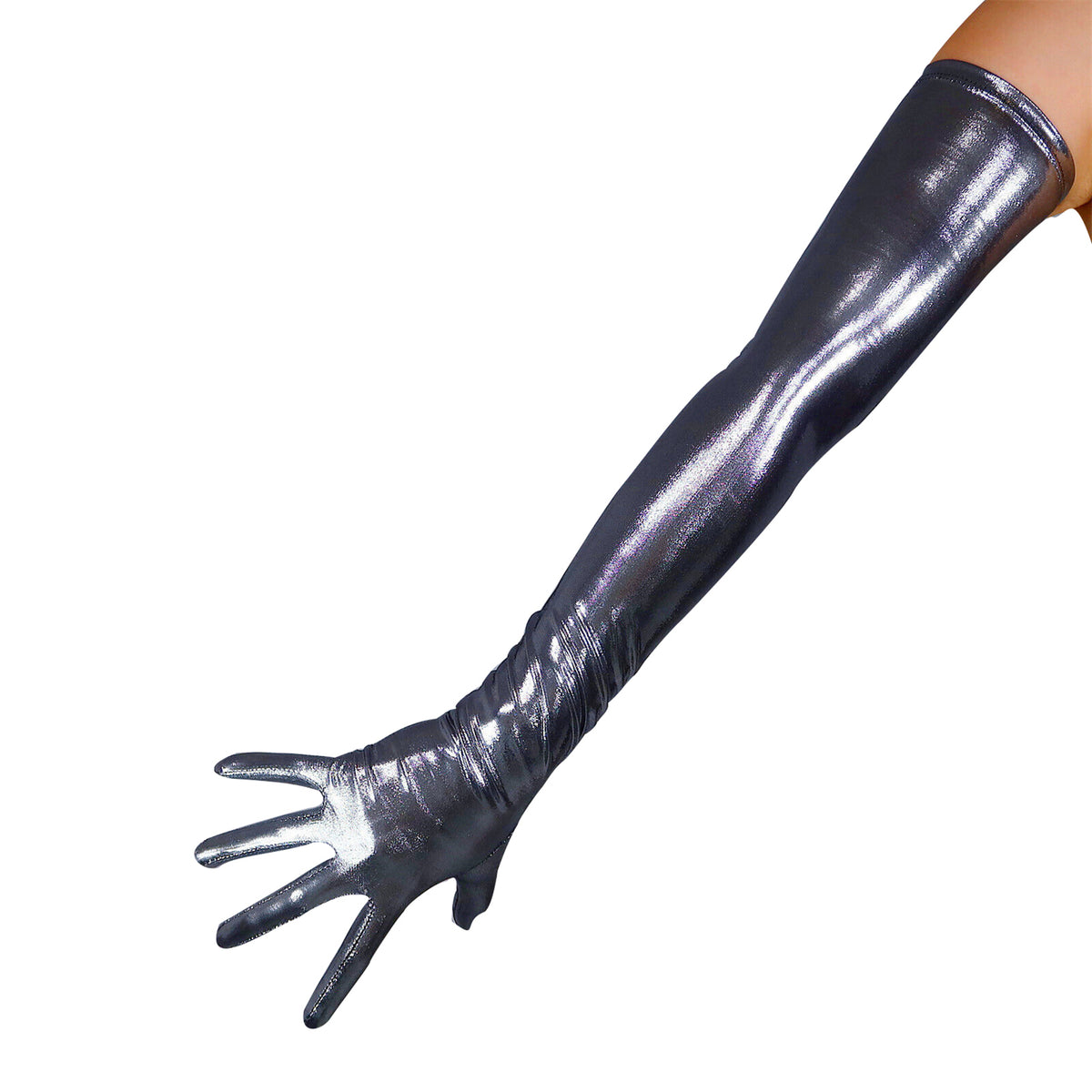 Women's Metallic Holo 27.6 Inch Slim Fit Full Finger Party Gloves