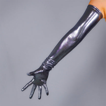 Women's Metallic Holo 27.6 Inch Slim Fit Full Finger Party Gloves