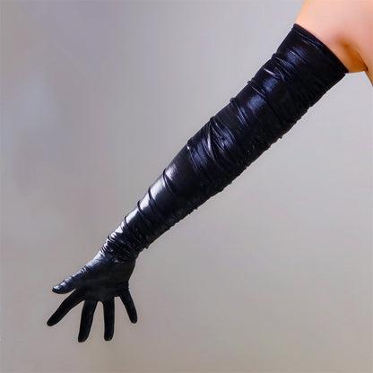 Women's Metallic Holo 35.4 Inch Slim Fit Full Finger Party Gloves