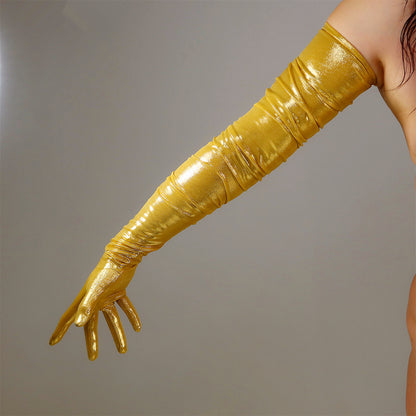 Women's Metallic Holo 35.4 Inch Slim Fit Full Finger Party Gloves