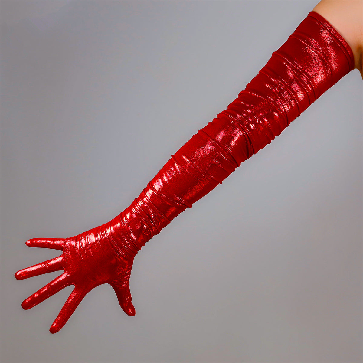 Women's Metallic Holo 35.4 Inch Slim Fit Full Finger Party Gloves