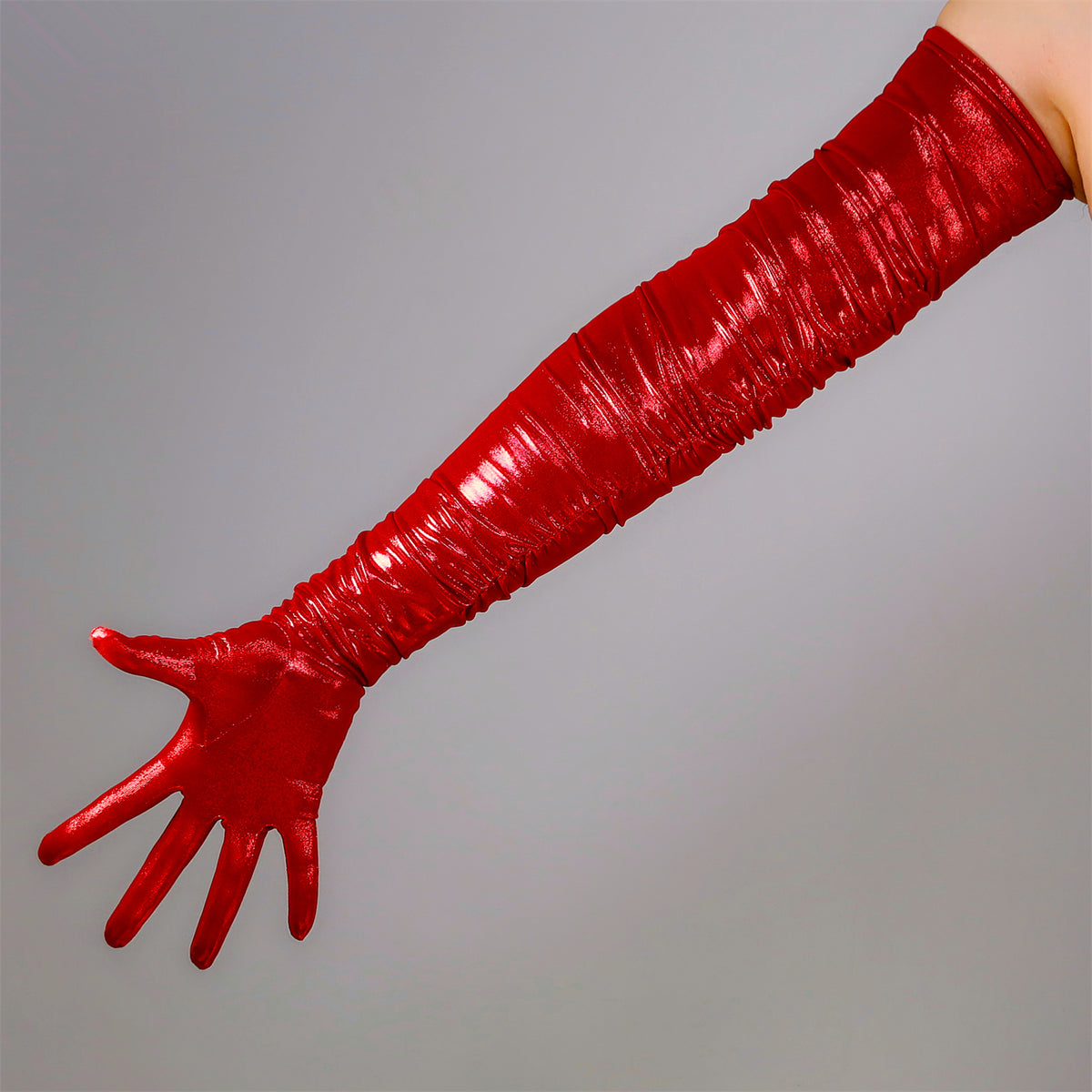 Women's Metallic Holo 35.4 Inch Slim Fit Full Finger Party Gloves