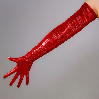 Women's Metallic Holo 35.4 Inch Slim Fit Full Finger Party Gloves